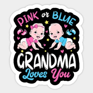 Pink Or Blue Grandma Loves You Baby Gender Reveal Keeper Sticker